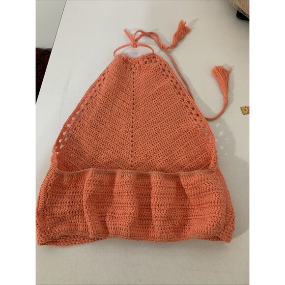 FREE PEOPLE Know Better Brami Knit Halter Crop Top Peach XS New With Tags - Picture 11 of 11